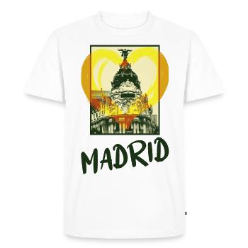 Madrid Spain City Skyline Heart Love Home - Men's Premium Organic T-Shirt - white - Front - Nico (187cm)