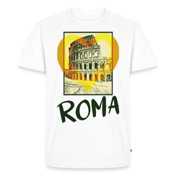 Rome Roma Italie Ville Skyline Coeur Amour Maison - T-shirt Premium bio Homme - blanc - Devant - Nico (187cm)