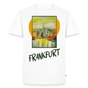 Francfort Allemagne Ville Skyline Coeur Amour - T-shirt Premium bio Homme - blanc - Devant - Nico (187cm)