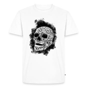 Tete de mort tatoué - T-shirt Premium bio Homme - blanc - Devant - Nico (187cm)