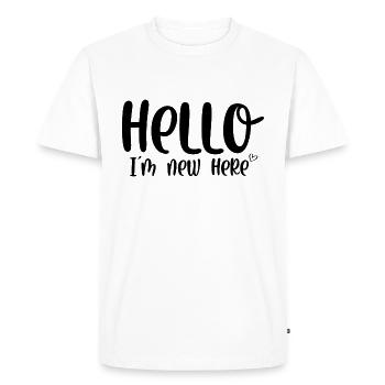 Bonjour je suis nouveau ici - T-shirt Premium bio Homme - blanc - Devant - Nico (187cm)