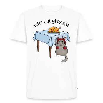 Christmas Funny Cat Christmas Tree Cat - Men's Premium Organic T-Shirt - white - Front - Nico (187cm)