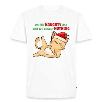 Christmas funny cat Christmas tree cat ugly - Men's Premium Organic T-Shirt - white - Front - Nico (187cm)