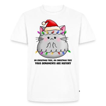 Christmas funny cat Christmas tree cat ugly - Men's Premium Organic T-Shirt - white - Front - Nico (187cm)