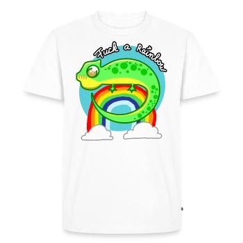 Caméléon Rainbow Clouds Dessin animé - T-shirt Premium bio Homme - blanc - Devant - Nico (187cm)