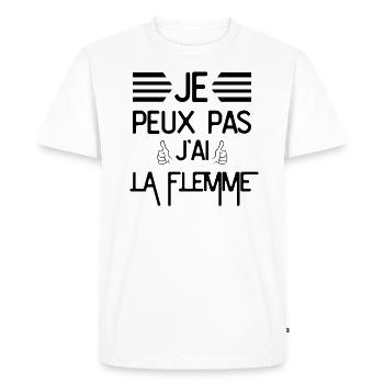 Je Peux Pas J Ai La Flemme - T-shirt Premium bio Homme - blanc - Devant - Nico (187cm)