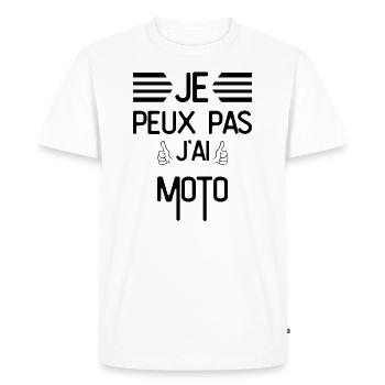 Je Peux Pas J Ai Moto - T-shirt Premium bio Homme - blanc - Devant - Nico (187cm)