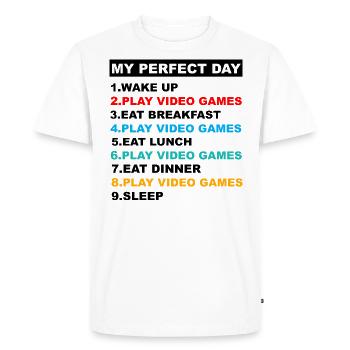 My Perfect Day Video Games Funny Cool Gamer - Men's Premium Organic T-Shirt - white - Front - Nico (187cm)