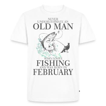 Birthday Angler Shirt Old Man February Born - Men's Premium Organic T-Shirt - white - Front - Nico (187cm)