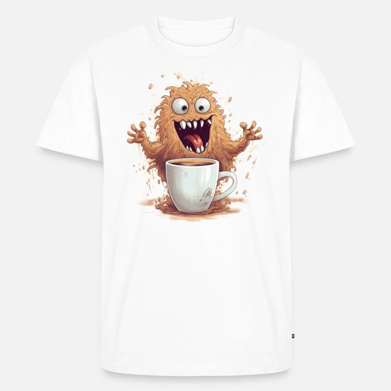 Kaffeemonster - Männer Premium Bio T-Shirt - Weiß