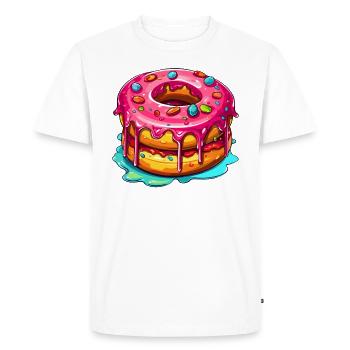 Le double beignet glacé - T-shirt Premium bio Homme - blanc - Devant - Nico (187cm)
