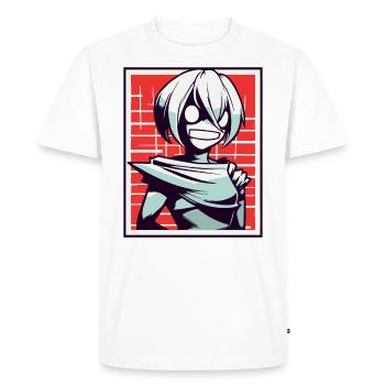 Cartoon Anime Style: Zombie Ghoul Girl - Men's Premium Organic T-Shirt - white - Front - Nico (187cm)