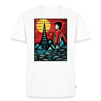 Art de la gravure sur bois, le garçon japonais de Tokyo - T-shirt Premium bio Homme - blanc - Devant - Nico (187cm)
