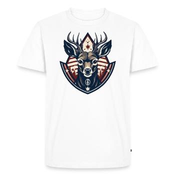 Emblem of a deer and a young buck - Men's Premium Organic T-Shirt - white - Front - Nico (187cm)