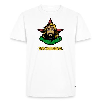 Sauve-toi, Sauveur ennuyé - T-shirt Premium bio Homme - blanc - Devant - Nico (187cm)