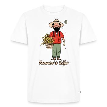 Life of a farmer, the farmer - Men's Premium Organic T-Shirt - white - Front - Nico (187cm)