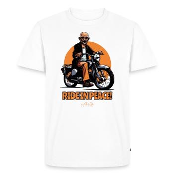 Roulez en toute tranquillité, motard - T-shirt Premium bio Homme - blanc - Devant - Nico (187cm)