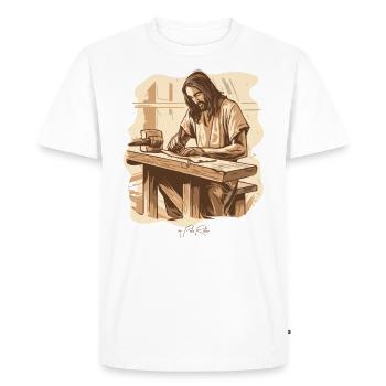 Jésus Joseph : le charpentier originel - T-shirt Premium bio Homme - blanc - Devant - Nico (187cm)