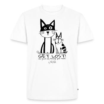 Chat et chien, allez-vous-en, nous allons fouiller dans vos poubelles - T-shirt Premium bio Homme - blanc - Devant - Nico (187cm)