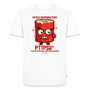 Post Traumatic Toilet Paper Stress Syndrome - Men's Premium Organic T-Shirt - white - Front - Nico (187cm)
