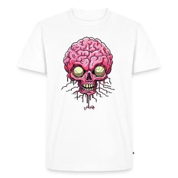 No Brainpower: A Super Alien Zombie Brain - Men's Premium Organic T-Shirt - white - Front - Nico (187cm)