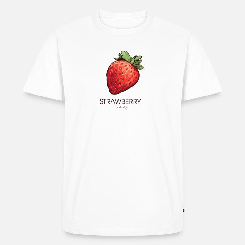 Einfache Erdbeere - Männer Premium Bio T-Shirt - Weiß