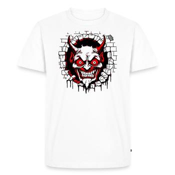 Satan peeks out of the crack in the wall - Men's Premium Organic T-Shirt - white - Front - Nico (187cm)