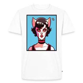 Anime Manga Femme avec des oreilles de fille de chats - T-shirt Premium bio Homme - blanc - Devant - Nico (187cm)