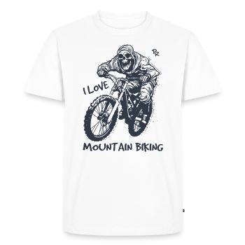 Cycling skeleton, I love mountain biking - Men's Premium Organic T-Shirt - white - Front - Nico (187cm)