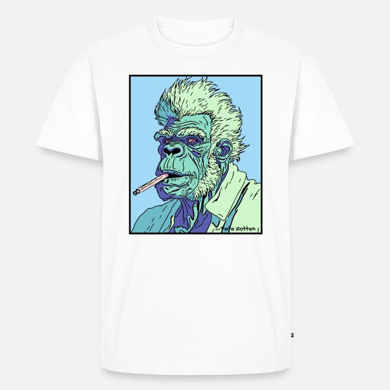 Rauchender Opa-Affe - Männer Premium Bio T-Shirt - Weiß