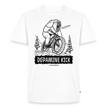 Yeti ressent une poussée de dopamine en faisant du VTT - T-shirt Premium bio Homme - blanc - Devant - Nico (187cm)