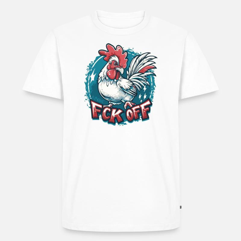 FCK OFF Hahn Huhn - Männer Premium Bio T-Shirt - Weiß
