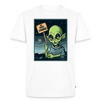 We want change, extraterrestrial protest - Men's Premium Organic T-Shirt - white - Front - Nico (187cm)