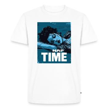 Femme qui dort, sieste de l’après-midi - T-shirt Premium bio Homme - blanc - Devant - Nico (187cm)