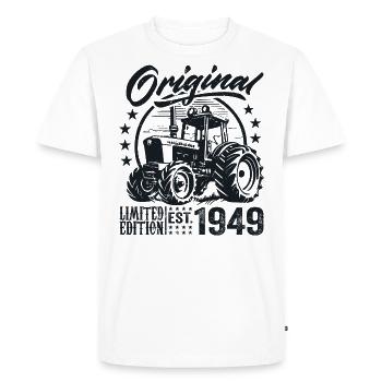 Original 1949 Anniversaire 1949 Fermier Tracteur - T-shirt Premium bio Homme - blanc - Devant - Nico (187cm)