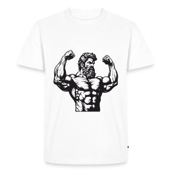 Bodybuilder Muscles Workout Gym - T-shirt Premium bio Homme - blanc - Devant - Nico (187cm)