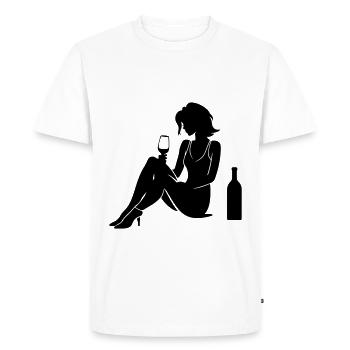 Silhouette de femme célébrant la consommation de bouteille - T-shirt Premium bio Homme - blanc - Devant - Nico (187cm)