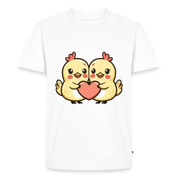 Poulet Bande Dessinée Couple Amour - T-shirt Premium bio Homme - blanc - Devant - Nico (187cm)