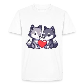 Wolf Couple Love Couple In Love - Men's Premium Organic T-Shirt - white - Front - Nico (187cm)