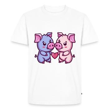 Cochon Couple Amour Couple Amoureux - T-shirt Premium bio Homme - blanc - Devant - Nico (187cm)