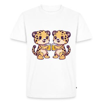 Leopard Comic Bière Drôle Booze - T-shirt Premium bio Homme - blanc - Devant - Nico (187cm)