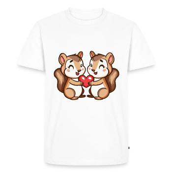 Écureuil Bande Dessinée Couple Amour - T-shirt Premium bio Homme - blanc - Devant - Nico (187cm)