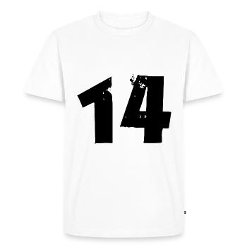 14 Nombre - T-shirt Premium bio Homme - blanc - Devant - Nico (187cm)
