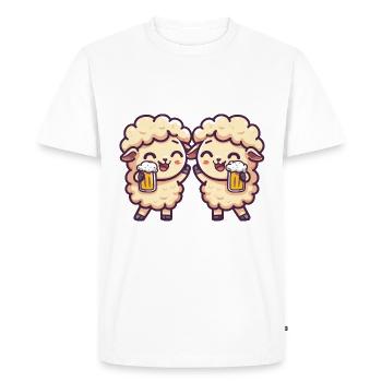 Sheep Comic Beer Funny Booze - Men's Premium Organic T-Shirt - white - Front - Nico (187cm)