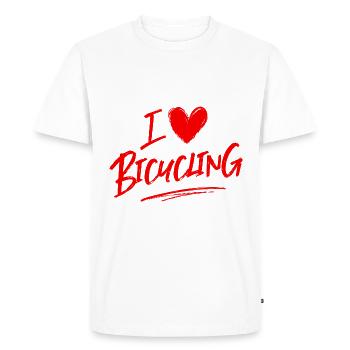 J’adore faire du vélo - T-shirt Premium bio Homme - blanc - Devant - Nico (187cm)