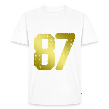 87 Maillot numéro - T-shirt Premium bio Homme - blanc - Devant - Nico (187cm)