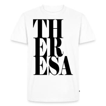 Theresa Nom Prénom Police moderne Word Art - T-shirt Premium bio Homme - blanc - Devant - Nico (187cm)
