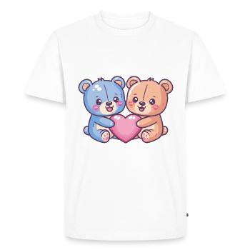 Ours Bande Dessinée Couple Amour - T-shirt Premium bio Homme - blanc - Devant - Nico (187cm)