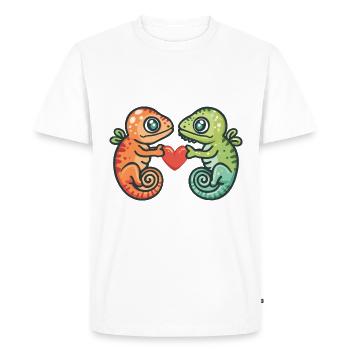 Chameleon Couple Love Couple In Love - Men's Premium Organic T-Shirt - white - Front - Nico (187cm)
