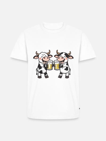 Cow Comic Beer Funny Booze - Men's Premium Organic T-Shirt - white